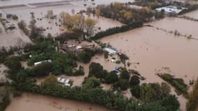 Image aérienne de Le Luc, commune inondée du Var, le 24 novembre 2019