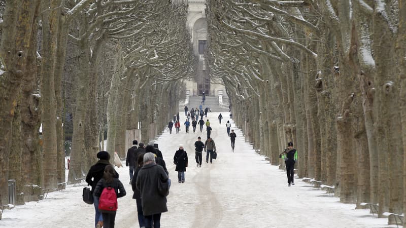 Le parc du Luxembourg sous la neige en février 2012.