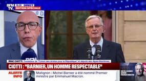 Michel Barnier à Matignon: "S'il poursuit la politique de monsieur Macron, ce sera naturellement (...) une sanction forte que nous lui appliquerons", assure Éric Ciotti 