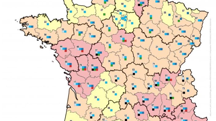 La carte des territoires avec risque de sécheresse d'ici à la fin de l'été 2022 