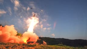 Photo du ministère sud-coréen de la défense montrant un tir de missile dans une région non précisée en Corée du sud, le 4 septembre 2017