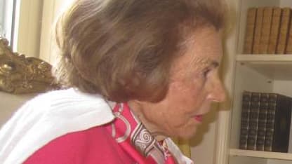 Liliane Bettencourt à son domicile de Neuilly-sur-Seine, mercredi matin.