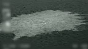 La fuite de gaz en mer Baltique, vue d'un hélicoptère de l'armée norvégienne (capture d'écran).