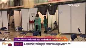 Les propos polémiques du président font réagir dans un centre de vaccinations