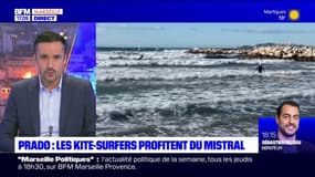 Marseille: les fortes rafales de vent profitent aux kite-surfeurs