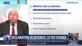 Déclaration de revenus, ce qui change