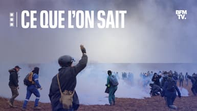 Des manifestants à Sainte-Soline (Deux-Sèvres) lors de la manifestation anti-bassines, le 25 mars 2023.