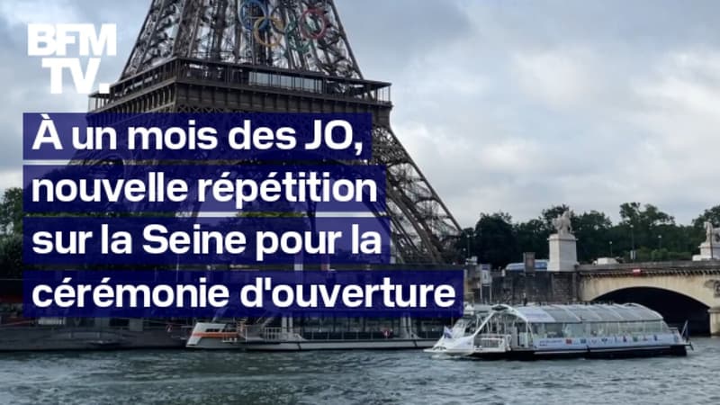 Ce lundi, une cinquantaine de bateaux ont défilé sur la Seine pour répéter la cérémonie d'ouverture des Jeux olympiques