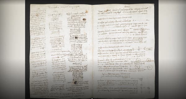 L'une des pages du Codex Arundel rédigé par Leonard de Vinci et présent sur Google Arts & Culture