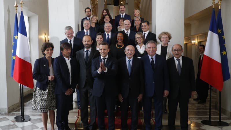 La photographie officielle du gouvernement dirigé par Édouard Philippe, le 18 mai 2017 à l'Élysée à Paris