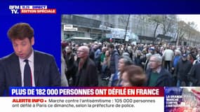 Marche contre l'antisémitisme: plus de 182.000 manifestants dans toute la France