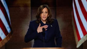 La candidate démocrate à la présidence Kamala Harris lors de la dernière journée de la Convention nationale démocrate au United Center, le 22 août 2024 à Chicago, aux États-Unis.
