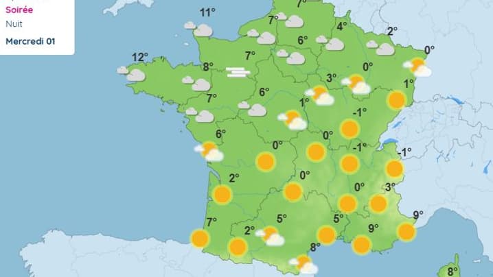 Les températures en France le mardi 31 décembre 2024.
