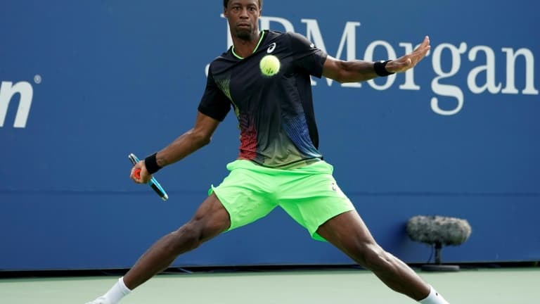Le Français Gaël Monfils, lors de son match du 1er tour contre l'Argentin Federico Coria, le 31 août 2021 à l'US Open à New York