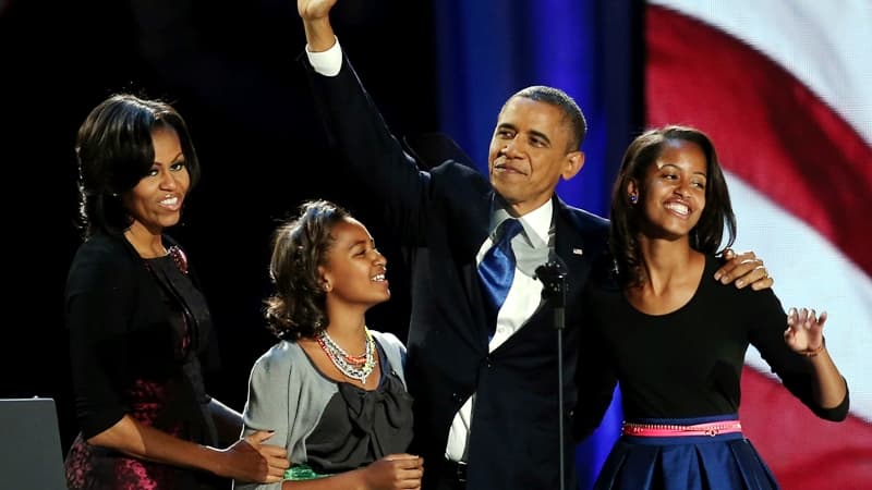 Barack Obama, Michelle et leurs filles