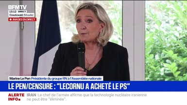 Censure sur le budget: Sébastien Lecornu "a sorti le carnet de chèques des Français et a acheté le PS", déclare Marine Le Pen