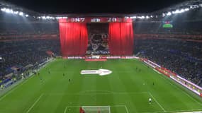 L'un des tifos mis en place par les ultras lyonnais avant OL-Nice, le 11 novembre 2022.