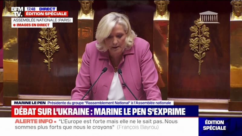 Ukraine: Il ne peut y avoir d'issue militaire à ce conflit, estime Marine Le Pen