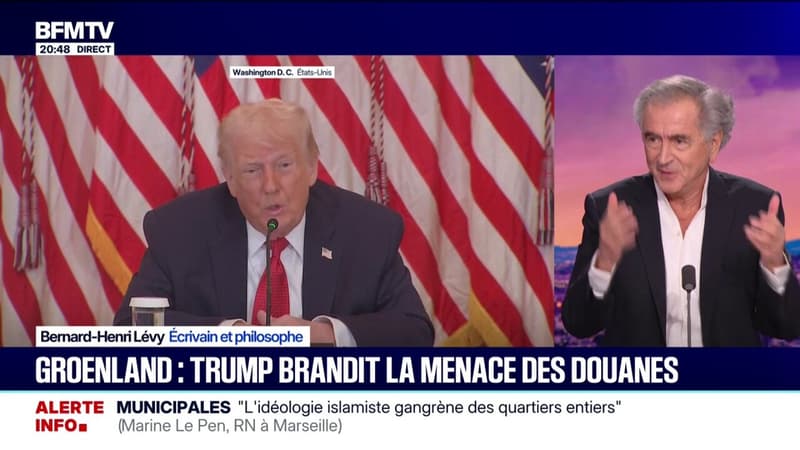 Groenland: "Si l'Europe décide de répondre [à Donald Trump] sur le même ton, droits de douane contre droits de douane, ça, ça s'appelle de la dissuasion", déclare Bernard-Henri Lévy, écrivain et philosophe