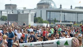 Manifestation en faveur de la légalisation du cannabis à Berlin en Allemagne le 9 août 2015.