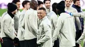 Kylian Mbappé à l'entraînement du PSG le 4 mars 2024