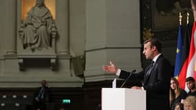 Emmanuel Macron lors de son discours. 
