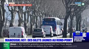 Grève du 7 mars: des gilets jaunes au rond-point de l'A51 à Manosque