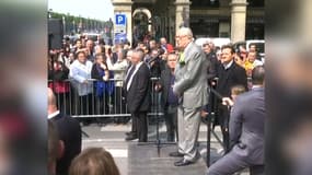 Jean-Marie Le Pen le 1er mai 2019 devant la statue équestre de Jeanne d'Arc à Paris.