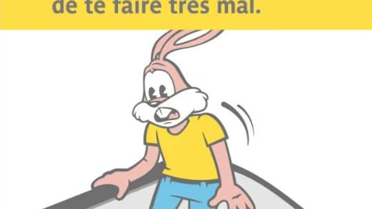 Des stickers à l'effigie de Serge le lapin seront désormais apposés sur les escalators. Des stickers à l'effigie de Serge le lapin seront désormais apposés sur les escalators.