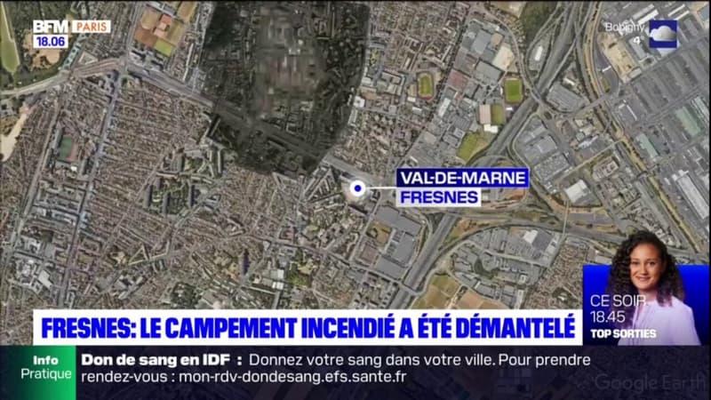 Fresnes: le campement incendié a été démantelé