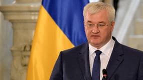 Le ministre ukrainien des Affaires étrangères Andrïi Sybiga, lors d'une conférence de presse au Caire le 26 octobre 2024.