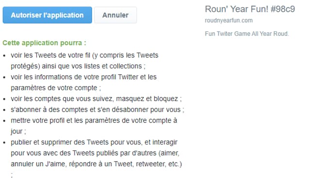 Les nombreuses permissions réclamées par le site Roundyearfun.org Les nombreuses permissions réclamées par le site Roundyearfun.org