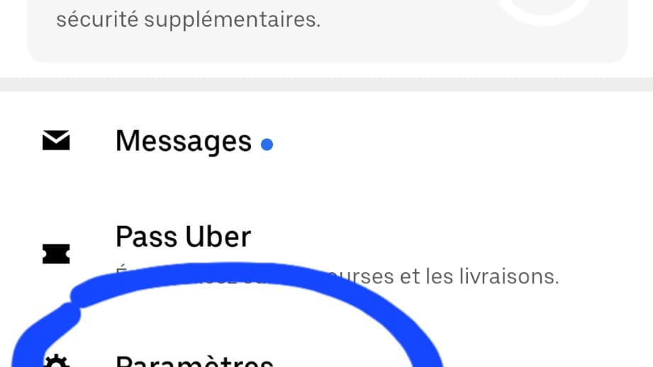 Capture d'écran application Uber Capture d'écran application Uber