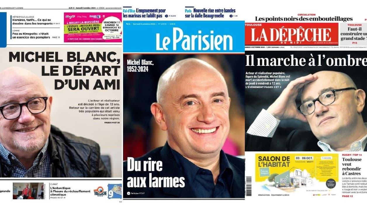 Les unes de La Voix du Nord, du Parisien et de La Dépêche en hommage à Michel Blanc