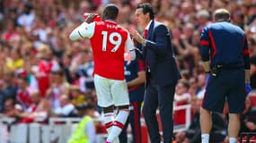 Nicolas Pepe et Unai Emery, à l'Emirates Stadium le 17 août 2019