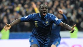 La joie de Mamadou Sakho lors de France-Ukraine au Stade de France le 19 novembre 2013