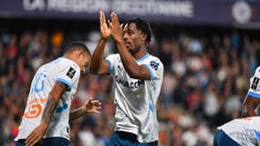 Elye Wahi lors de Montpellier-OM, le 20 octobre 2024 en Ligue 1