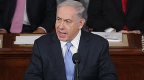 Le Premier ministre israélien Benjamin Netanyahu pendant son discours devant le Congrès américain à Washington.