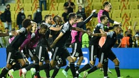 Les joueurs du Sheriff Tiraspol célèbrent leur première victoire en Ligue des champions contre le Shakhtar Donetsk (2-0) mercredi 15 septembre à Tiraspol 