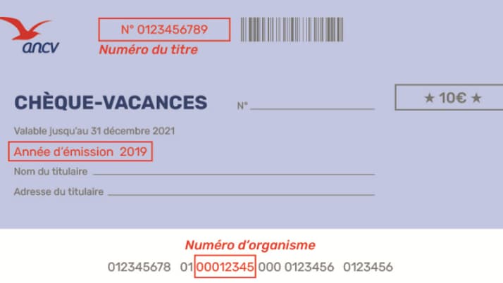 Le numéro d'organisme se trouve en bas du chèque-vacances.