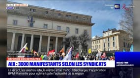 Retraites: 3000 personnes ont manifesté à Aix-en Provence ce samedi selon les syndicats, moins de 1000 selon la police