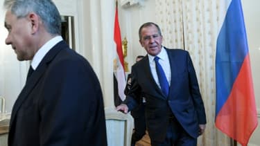 Le ministre russe de la Défense Sergueï Choïgou et le ministre des Affaires étrangères Sergue¨£i Lavrov à Moscou, le 14 mai 2018