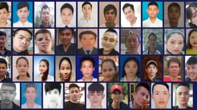 Une photo combinée publiée par la police d'Essex à Londres le 22 janvier 2021 montre les 39 victimes vietnamiennes d'un complot de trafic d'êtres humains, toutes retrouvées mortes à l'arrière d'un camion en 2019. 