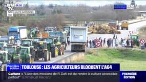 Toulouse: près de 300 agriculteurs bloquent l'A64 pour réclamer des moyens à l'État 
