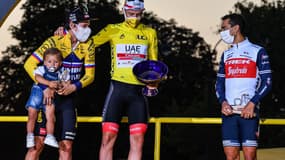 Primoz Roglic, Tadej Pogacar et Richie Porte.