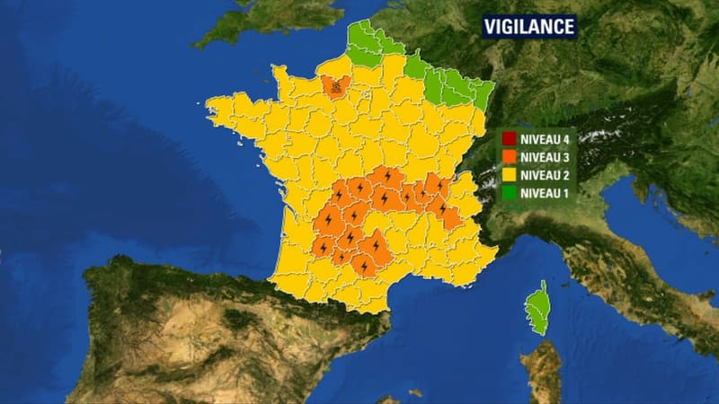 16 départements sont en alerte orange aux orages.