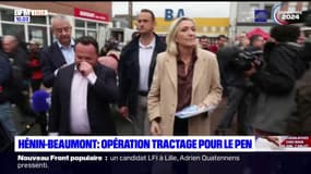 Hénin-Beaumont: opération tractage pour Marine Le Pen