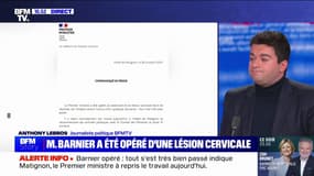 Le Premier ministre, Michel Barnier, a été opéré ce week-end d'une lésion cervicale