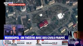 Le mot "enfants" était inscrit autour du théâtre bombardé à Marioupol, selon des images satellite