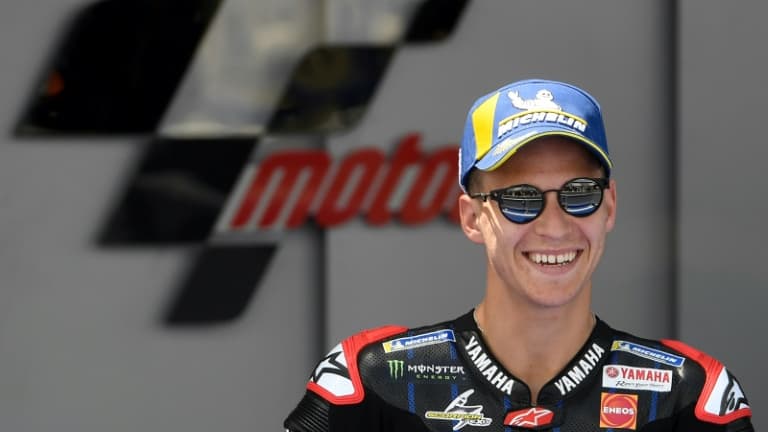 Le pilote Yamaha Fabio Quartararo après avoir assuré la pole du Grand Prix d'Espagne sur le circuit de Jerez de la Frontera, le 1er mai 2021